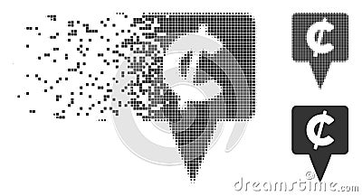 Cent Map Pointer Broken Pixel Halftone Icon Vector Illustration