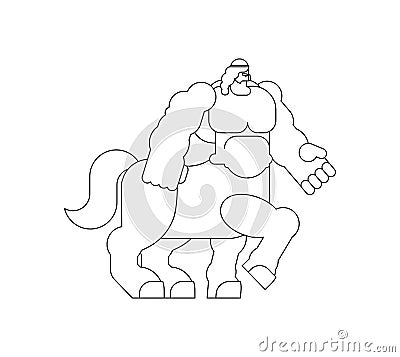 Centaur Heraldic animal linear style. half-man half horse Fantastic Beast. Monster for coat of arms. Heraldry design element. Vector Illustration