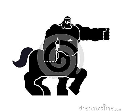 Centaur Heraldic animal silhouette. half-man half horse Fantastic Beast. Monster for coat of arms. Heraldry design element. Vector Illustration