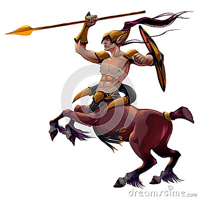 Centaur with spear and armor Vector Illustration