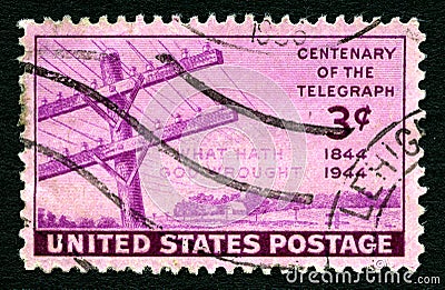 Centenary of the Telegraph US Postage Stamp Editorial Stock Photo