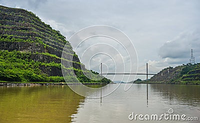 Centennial Bridge, Puente Centenario, crossing the Panama Canal. Stock Photo