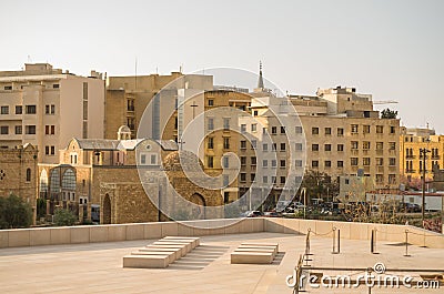 Center of Beirut, capital of Lebanon, tree and classical architecture and characteristic of the country, Lebanese arches Editorial Stock Photo