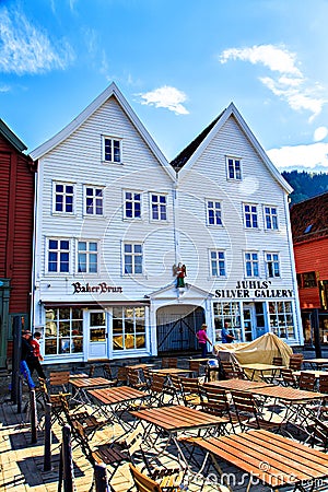 Center of Bergen, famous town in Norway Editorial Stock Photo