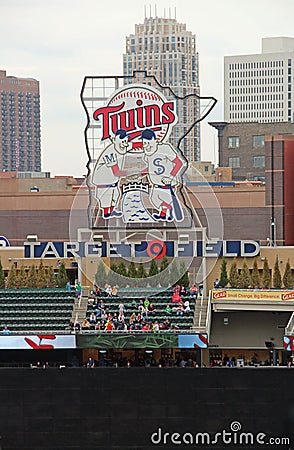 Center Field Sign at Target Field Editorial Stock Photo