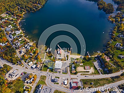 Center Harbor aerial view in fall, New Hampshire, USA Stock Photo