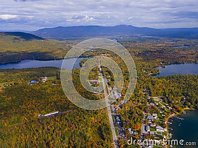 Center Harbor aerial view in fall, New Hampshire, USA Stock Photo