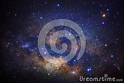 The center of milky way galaxy and space dust in the universe, Night starry sky with stars Stock Photo