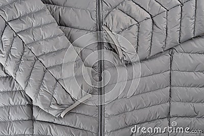 Center part of mens insulated down jacket Stock Photo