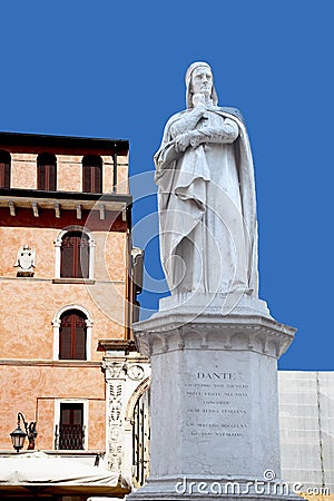 The monument of Dante Alighieri in Verona. Stock Photo