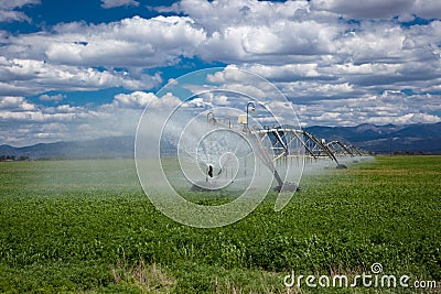 Center pivot agricultural irrigation system Stock Photo