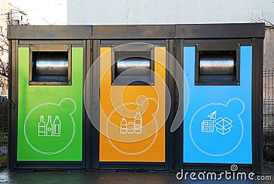 Center for selective waste collection. recycle bin Stock Photo