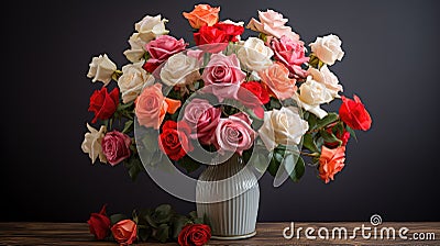 centerpiece rose flower arrangement Cartoon Illustration