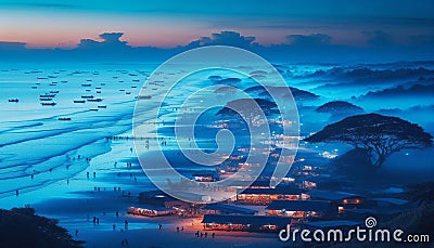 Centmartine Beach in Bangladesh with blue hours Stock Photo