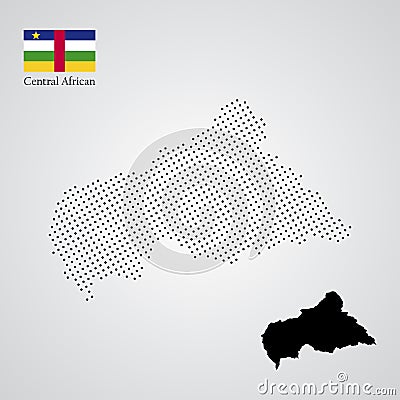 central african map silhouette style Cartoon Illustration