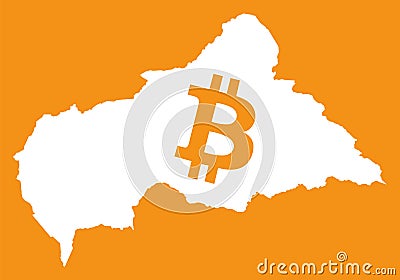 Central African Republic map with bitcoin crypto currency symbol Vector Illustration