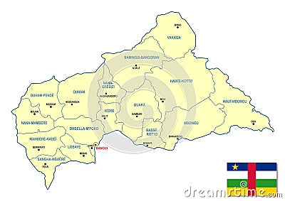 Central African Republic map - cdr format Vector Illustration