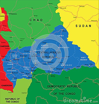 Central African Republic political map Vector Illustration