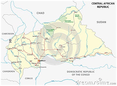 Central african republic road vector map Vector Illustration