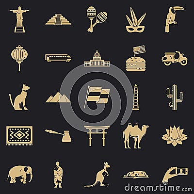 Central America icons set, simple style Vector Illustration