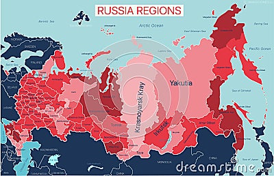 Central Asia region detailed editable map Vector Illustration