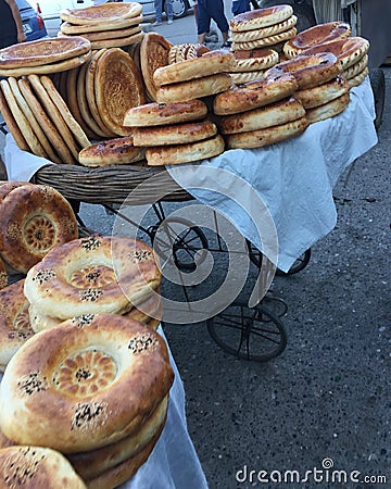 Central-Asia, Uzbekistan, street food, bread Stock Photo