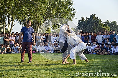 Central Asian Turkmen wrestling in Istanbul Editorial Stock Photo