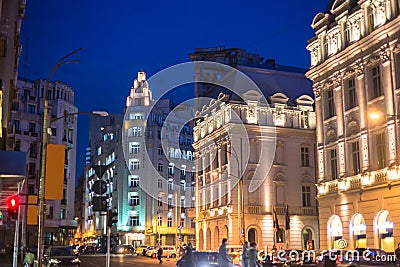 Central Bucharest night scene Stock Photo