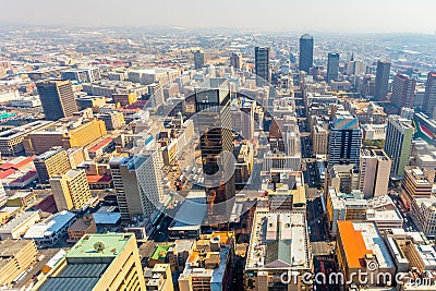 Central business district of Johannesburg city panorama, South Africa Editorial Stock Photo