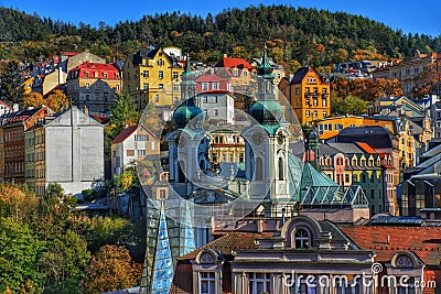 The Central Church of Mary Magdalene in Karlovy Vary Stock Photo