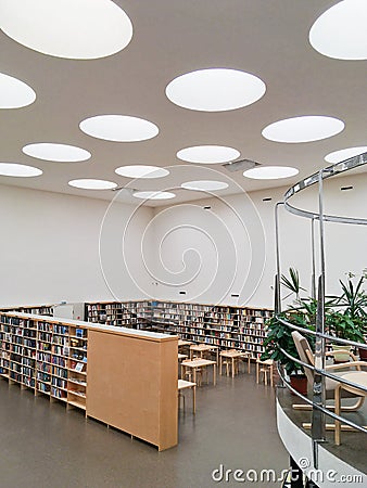 Vyborg, Russia - May 3, 2020, the central city library of Vyborg, designed by the Finnish architect Alvar Aalto in the historic ci Editorial Stock Photo