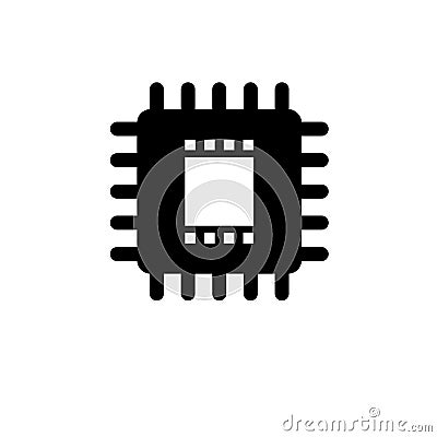 Central Computer Processors, CPU Microchip Solid Flat Vector Icon Isolated on White Background Vector Illustration