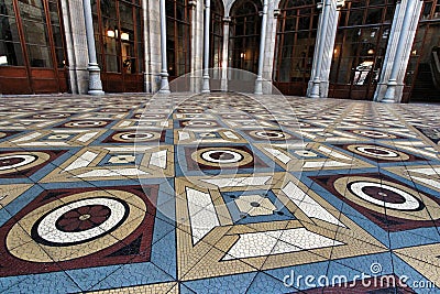 Central Courtyard mosaic floor of the Stock Exchange Palace in Porto Editorial Stock Photo