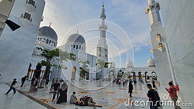 Central courtyard of Sheikh zayed Mosque, Solo Indonesia Editorial Stock Photo