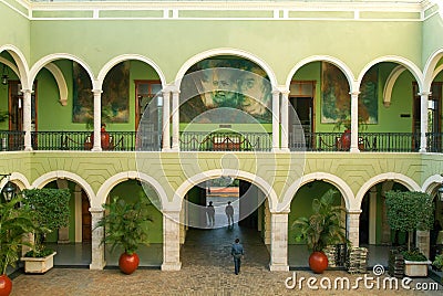 Central dourtyard of the governors building at Merida on Mexico Editorial Stock Photo