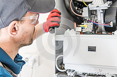 Central Gas Heater Repair Stock Photo