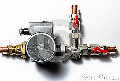 Central heating manifold Stock Photo