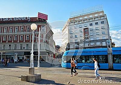 Central Jelacica Square in Zagreb Editorial Stock Photo