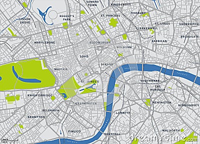 Central London Vector Map Vector Illustration