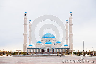 Central mosque of Astana city with four minarets, cathedral mosque. Astana Nur-Sultan, Kazakhstan - 10.24.2022 Editorial Stock Photo