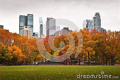 Central Park facing south, from the softball fields Stock Photo