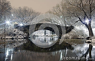 Central Park at night NYC Stock Photo