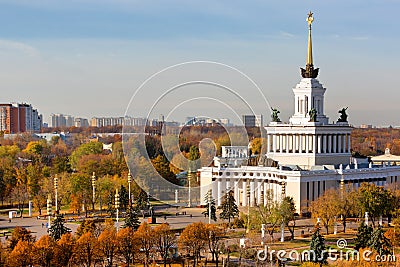 Central Pavilion at the VDNKH in Moscow Stock Photo