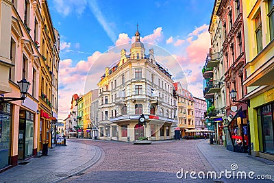 Central pedestrian street in Torun, Poland Stock Photo