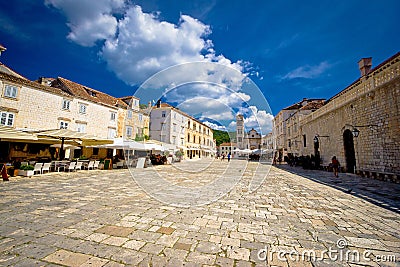 Central Pjaca square of Hvar town Stock Photo