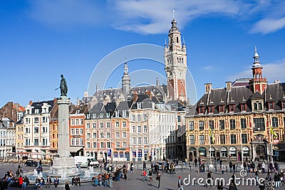 Central Place General de Gaulle in Lille, France. Editorial Stock Photo