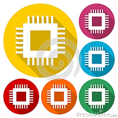 Central Processing Icon, Flat Icon of cpu Vector Illustration