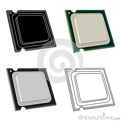 Central processing unit icon in cartoon style isolated on white background. Personal computer accessories symbol stock Vector Illustration