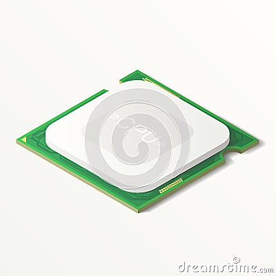 Central processing unit Isolatet on white background. Vector Illustration