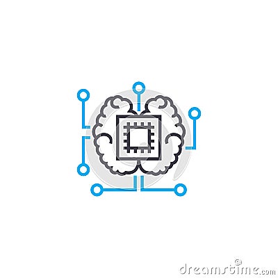 Central processor linear icon concept. Central processor line vector sign, symbol, illustration. Vector Illustration